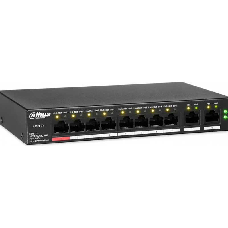 Switch de bureau 10 ports géré dans le cloud avec 8 ports PoE - Dahua - DH-CS4010-8ET-110
