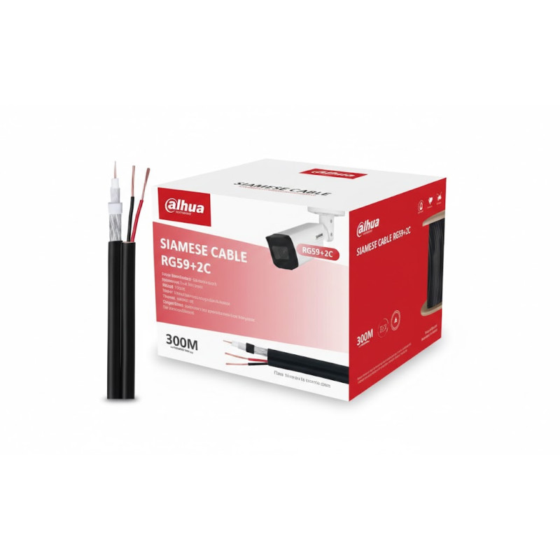 Câble coaxial avec câble d'alimentation 2C (Noir) - DH-PFM941I - RG59N/20-300