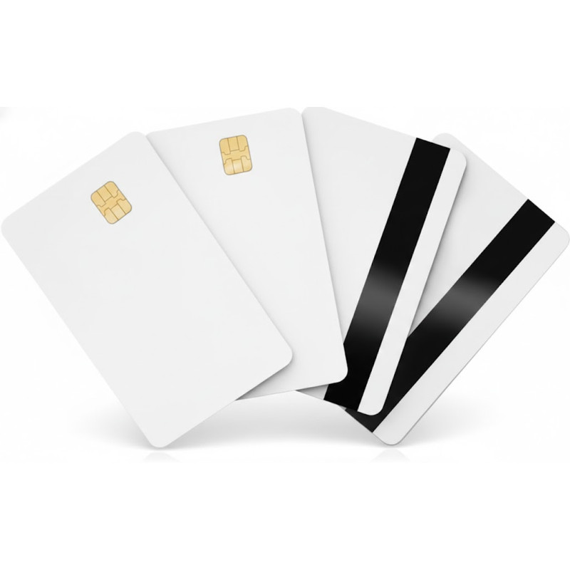 Lot de 100 cartes à puce avec bande magnétique Hico 2 pistes – Lot de 100 cartes blanches noires - Sle4442