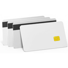 Lot de 100 cartes à puce avec bande magnétique Hico 2 pistes – Lot de 100 cartes blanches noires - Sle4442
