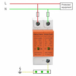 Dispositif de protection contre les surtensions, LYD1-C40/385, 2P 385V 20KA - Heschen - MAZFBOB3MTCW5P