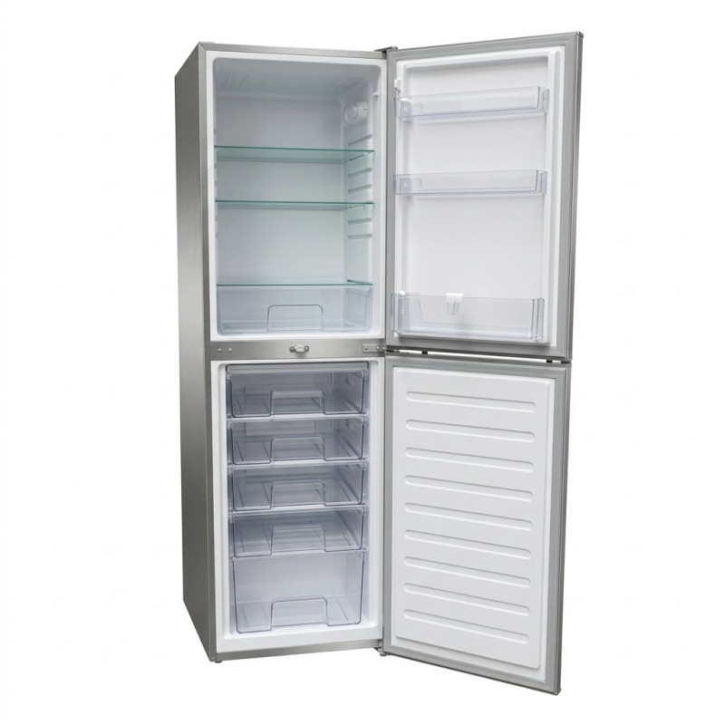 Frigo combiné nasco – 5 tiroirs au congélateur – silver – avec clé – 255 l – 220-240v – r600 – NAS295-5D