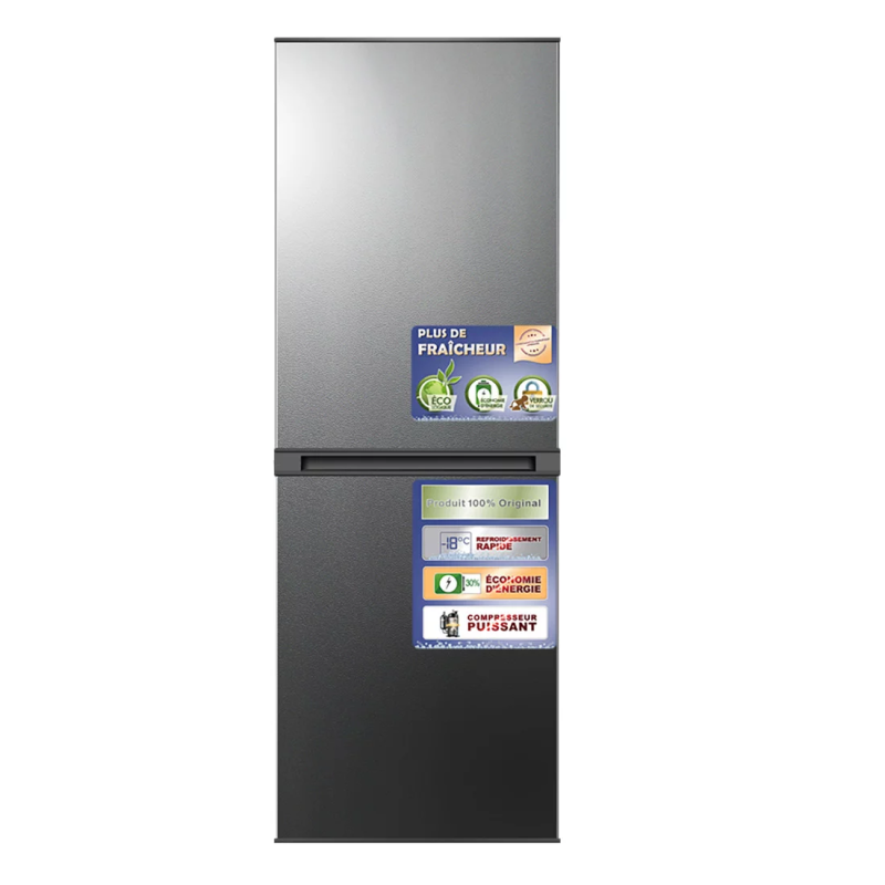 Frigo combiné nasco – 165 l – 3 tiroirs – silver – clé – 220-240v – NASD2-213WA