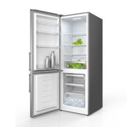 Frigo combiné nasco – 273 l net – silver – 3 tiroirs – distributeur d’eau – SNASD2-400WD