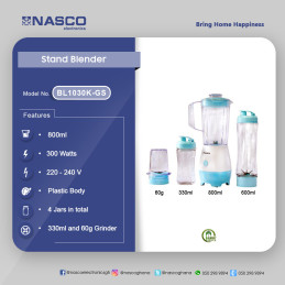 Mixeur multifonction 4-en-1 compact NASCO - MIXER_BL1030K-GS