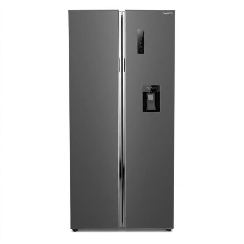 Frigo américain NASCO – 2 portes – 542 L – Gris – Fast Cooling – Distributeur d’eau – MultiFlow – Nano Ag+ – SNASF2-62,2V1WD