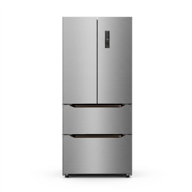 Réfrigérateur combiné NASCO – French Door – 2 tiroirs – Inox – 220-240 V – 348 L – SNASF2-66.2-F