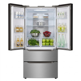Réfrigérateur combiné NASCO – French Door – 2 tiroirs – Inox – 220-240 V – 348 L – SNASF2-66.2-F