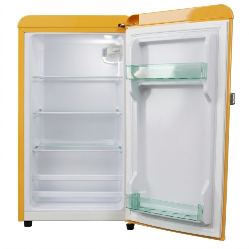 Petit réfrigérateur NASCO rétro – 1 porte – Jaune – 100 L (76 L net) – R600a – Économie d’énergie – NASF1-100RT