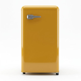 Petit réfrigérateur NASCO rétro – 1 porte – Jaune – 100 L (76 L net) – R600a – Économie d’énergie – NASF1-100RT