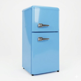 Petit réfrigérateur NASCO rétro – 2 portes – Bleu – 110 L (86 L net) – R600a – Économie d’énergie – NASF2-110RT