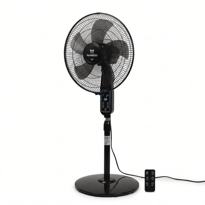 Ventilateur à pied télécommande Nasco – 18″ – Puissance 55W – 5 hélices – Affichage LED – NASCO - FS45-93R