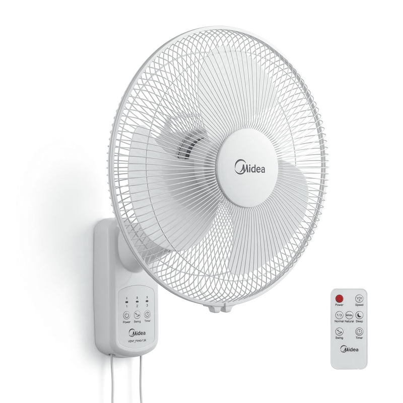 Ventilateur mural avec télécommande Midea – 16″ – 3 hélices – 3 vitesses – Midea - FW40-7JR