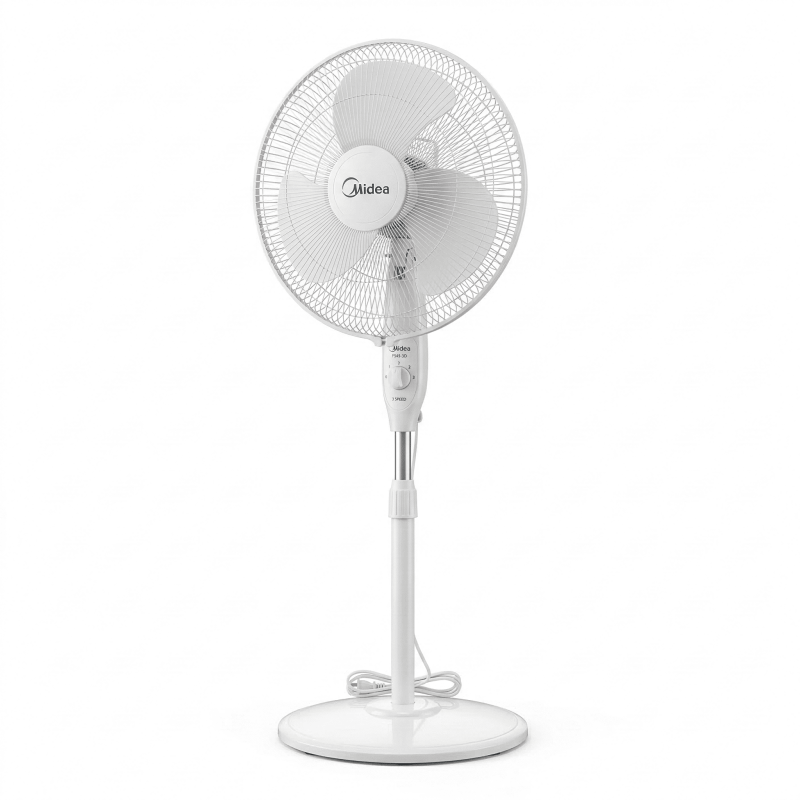 Ventilateur à pied Midea – 16″ – 50W – Silencieux – 3 niveaux de vitesse – 3 hélices – Midea - FS40-12P