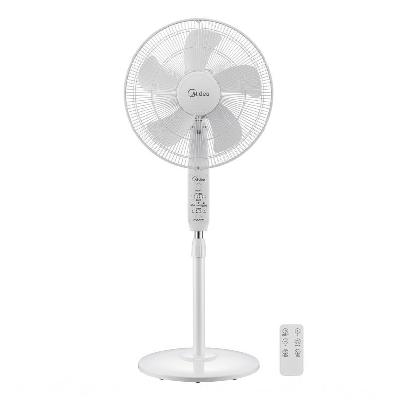 Ventilateur à Pied AVEC TELECOMMANDE/MODE SILENCE/BLANC – MIDEA - FS40-18ARW
