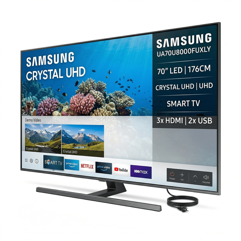 Téléviseur TV 70'' LED - CRYSTAL UHD - SMART - UHD - 176CM - 3HDMI - 2USB - SAMSUNG - UA70U8000FUXLY