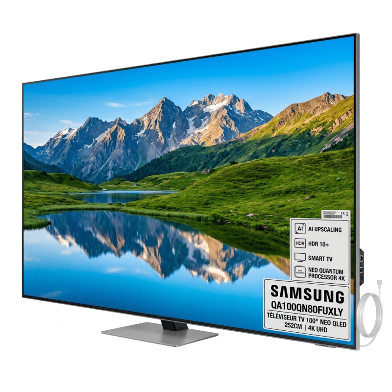 Téléviseur TV 100'' NEO QLED - 252CM - 4K UHD - AI UPSCALING - HDR 10+ - SMART TV - SAMSUNG - QA100QN80FUXLY