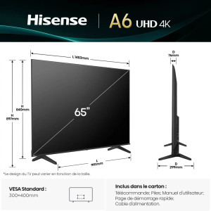 Tv LED 65'' Connectee VIDAA 4K UHD - Apple HOME - Hisense - 65A6Q