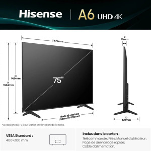 Tv LED 75'' Connectee Vidaa 4K UHD - APPLE HOME - Hisense - 75A6Q