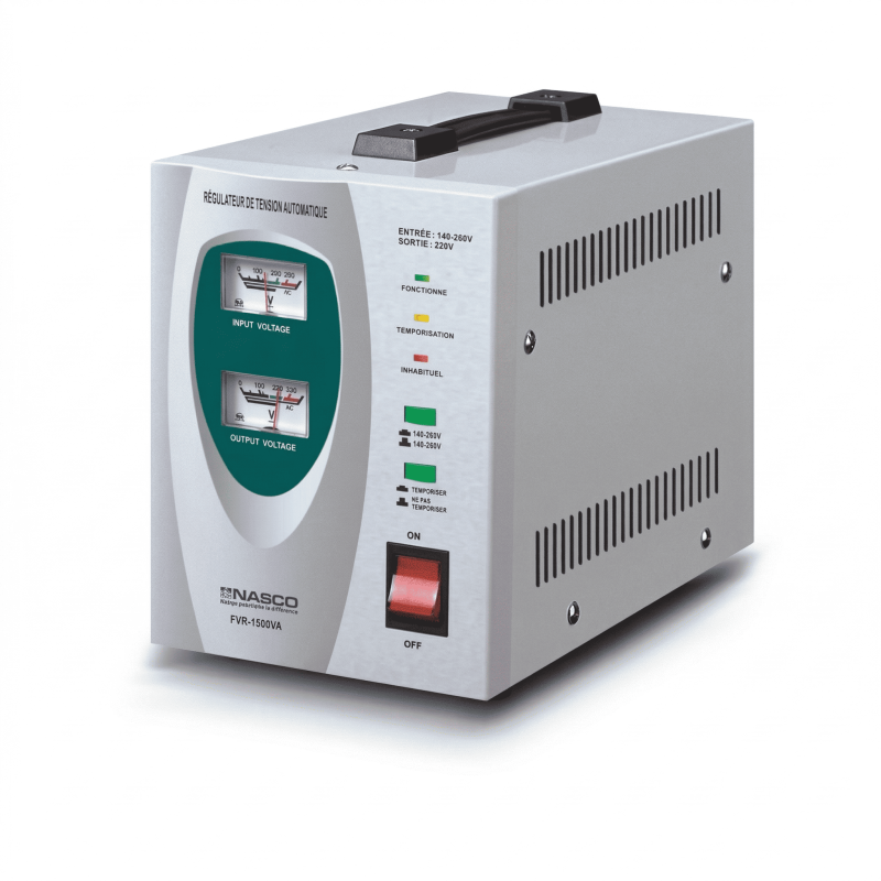 STABILISATEUR BLANC 1500VA COMPTEUR A AIGUILLE - NASCO - FVR-1500VA