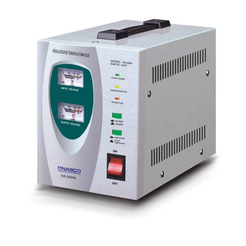 STABILISATEUR BLANC 2000VA COMPTEUR A AIGUILLE - NASCO - FVR 2000VA