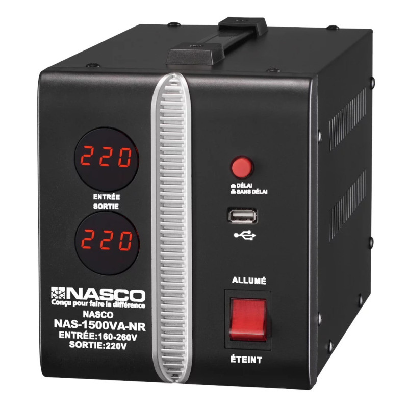 STABILISATEUR AUTOMATIQUE 1500VA COMPTEUR DIGITAL - NASCO - NAS-1500VA-NR