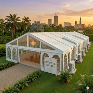 Location de chapiteau climatisé 500 m2 (25x20m ) avec parquet - Moquette