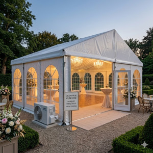 Location de Chapiteau climatisé 100 m2 (10x10m ) avec parquet - Moquette