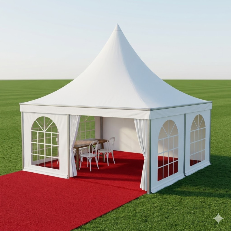 Location pour Tente Garden avec Parquet - Moquette rouge - 3x3m