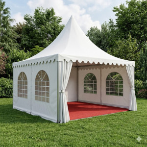 Location pour Tente Garden avec Vellum et Plancher - Moquette Rouge - 4x4m