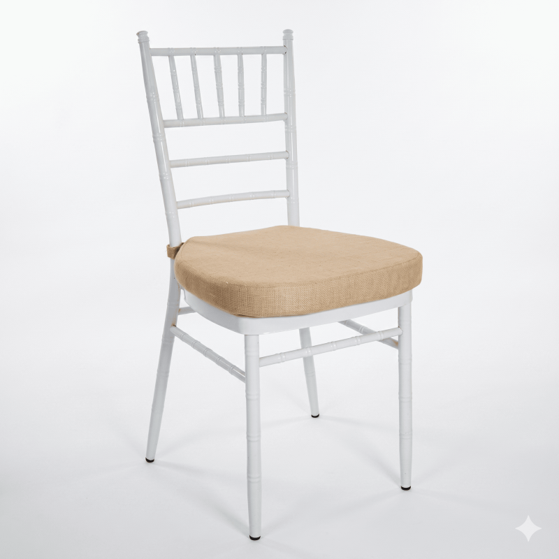 Location de Chaise aluminium Chiavari Blanche - Assise Beige - H:91cm l:38cm à partir de 50 chaises