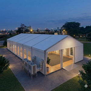 Location de Chapiteau climatisé 375 m2 (25x15m ) avec parquet - Moquette