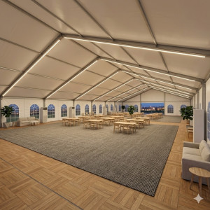 Location de Chapiteau climatisé 625 m2 (25x25m ) avec parquet - Moquette