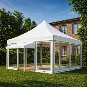 Location pour Tente Garden Transparent avec Parquet - Moquette - 5x5m