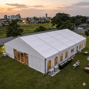 Location de Chapiteau climatisé 750 m2 (25x30m ) avec parquet - Moquette