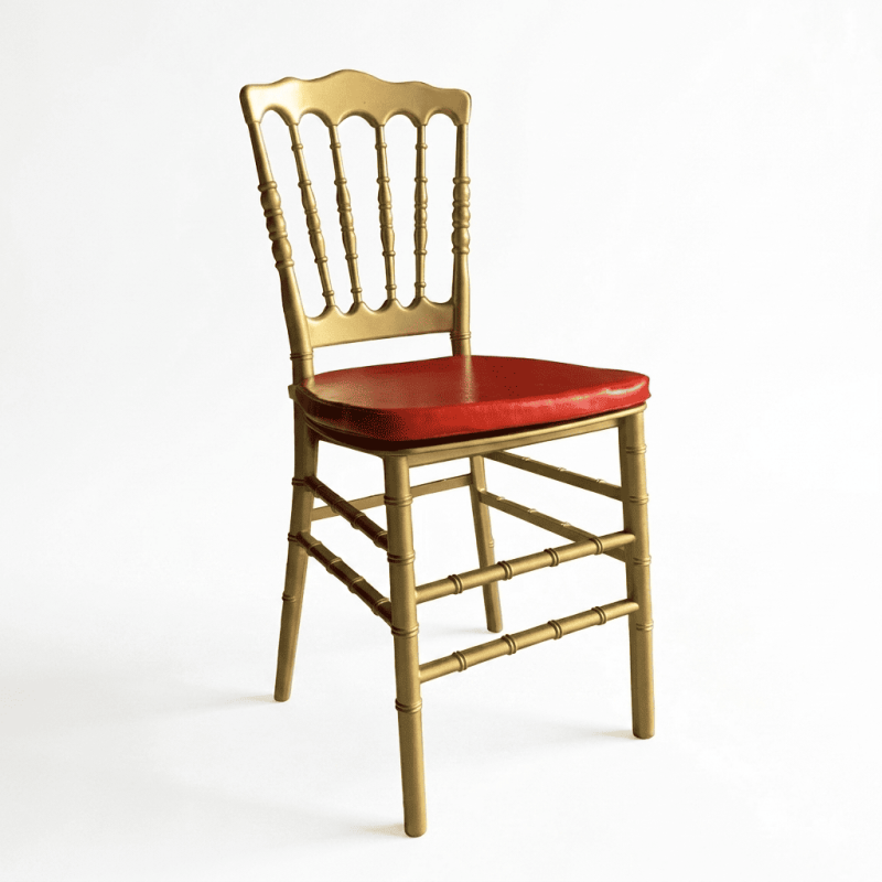 Location de Chaise Napoleon 1er - Resine doree - Assise Rouge à partir de 50 chaises
