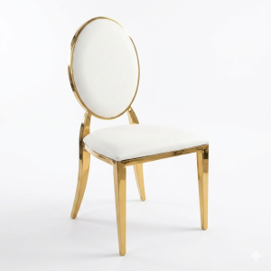 Location de Chaise Couronne - Blanc & Or - H:94cm l46cm à partir de 50 chaises