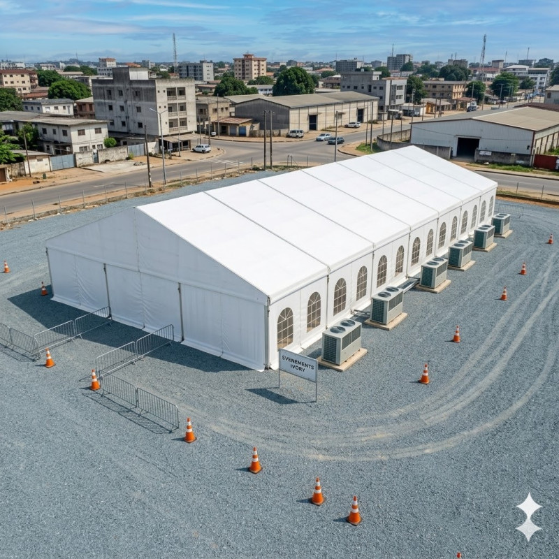 Location de Chapiteau climatisé 625 m2 (25x25m ) sans parquet