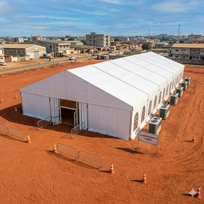 Location de Chapiteau climatisé 750 m2 (25x30m ) sans parquet