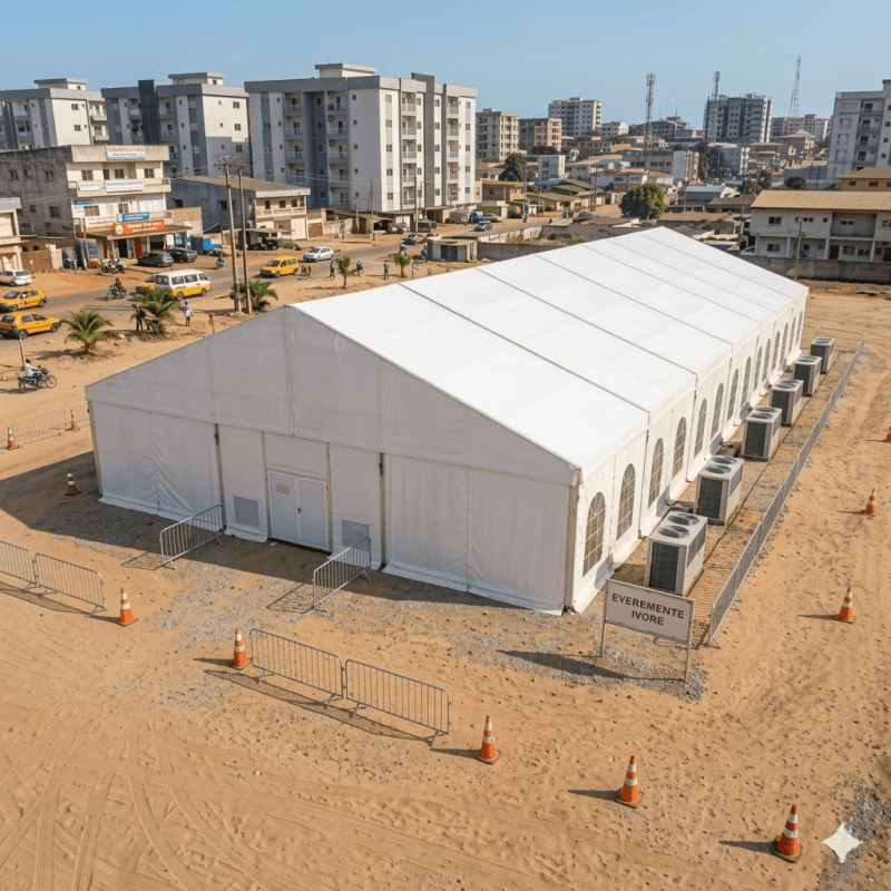 Location de Chapiteau climatisé 875 m2 (25x35m ) sans parquet