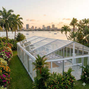 Location de Chapiteau climatisé transparent 150 m2 (10x15m ) sans parquet