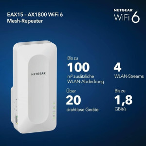 Netgear AX1800 WiFi Mesh Extender (EAX15)