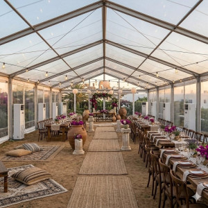 Location de Chapiteau climatisé transparent 250 m2 (10x25m ) sans parquet