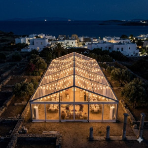 Location de Chapiteau climatisé transparent 250 m2 (10x25m ) sans parquet