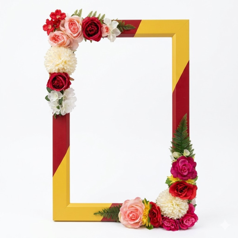 Location pour Cadre photo Jaune et Rouge - Long 94cm -Larg 56cm