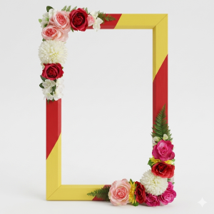 Location pour Cadre photo Jaune et Rouge - Long 94cm -Larg 56cm