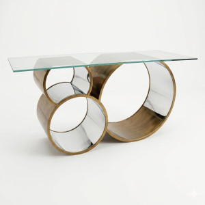 Location de Table de Maries Ocho - Metal Dore & Verre