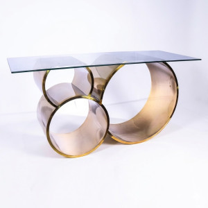 Location de Table de Maries Ocho - Metal Dore & Verre