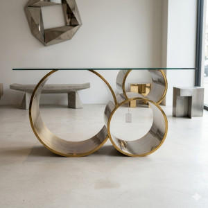 Location de Table de Maries Ocho - Metal Dore & Verre