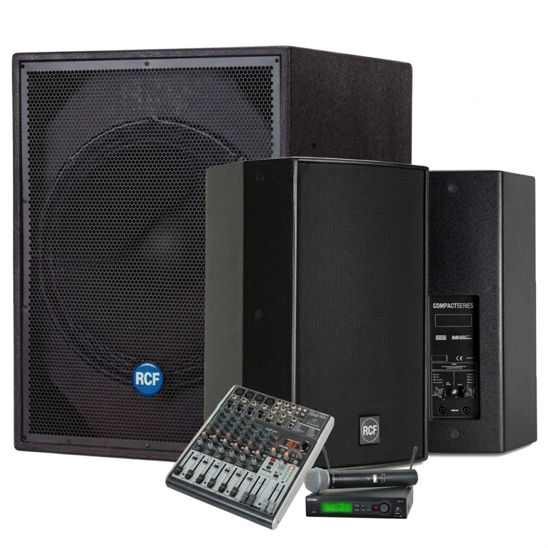 2 acoustiques 5215 - 1 Caisson basse 8001AS - 1 Console - 1 micro UHF